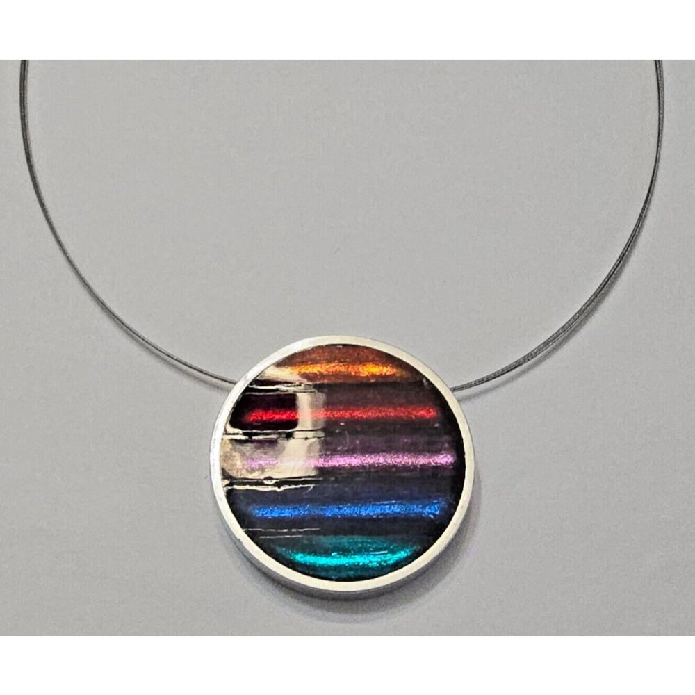 Origin Rainbow Circle Strip Disc Pendant Necklace
